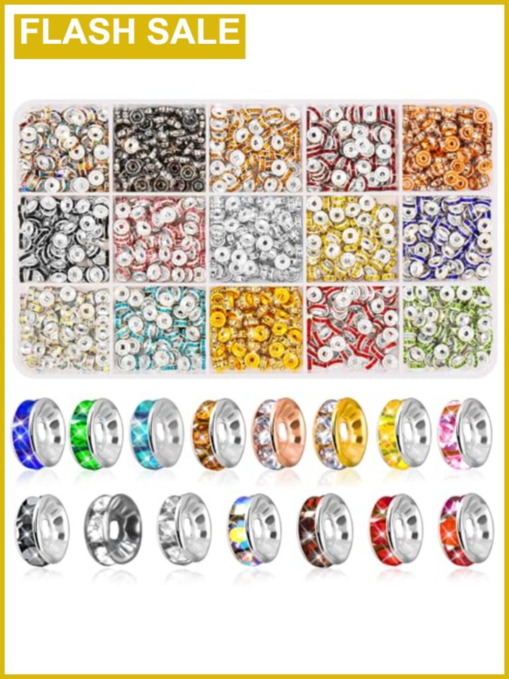 1200 Pcs Rondelle Spacer Beads for Jewelry Making, 6mm Crystal Beads, DIY